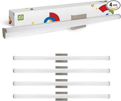 ASD 48" LED Linear Vanity Light Fixture, Modern Bathroom Sconce — 3 Color 3000K-5000K, Dimmable, 35W 3800LM, Energy Star & ETL Listed — Over Mirror Makeup Bar for Bedroom, Cabinets — Nickel, 4 Pack