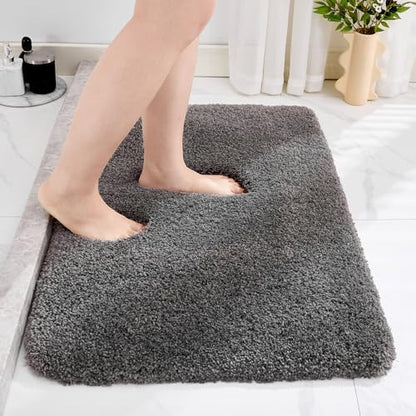 Disolla Bathroom Rug 20x32 - Non-Slip Plush Thick Bath Mat, Highly Absorbent & Ultra Soft Fluffy Floor Mat, Machine Washable for Shower and Tub, Dark Grey