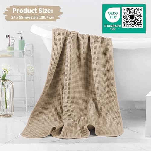Microfiber Waffle Bath Towels, 4 Pieces, Soft, Absorbent, Fast Drying, Lint Free 430 GSM (27''x55''/68.58 cm x139.7 cm)