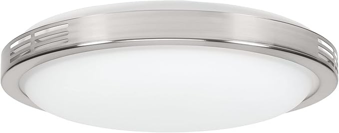Homewerks 7105-07 Bathroom Fan with LED Light Ceiling Mount Exhaust Ventilation Silent 2.5 Sones 100 CFM, Decorative Brushed Nickel Trim