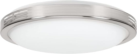 Homewerks 7105-07 Bathroom Fan with LED Light Ceiling Mount Exhaust Ventilation Silent 2.5 Sones 100 CFM, Decorative Brushed Nickel Trim