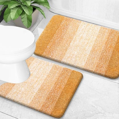 OLANLY Micorfiber Bathroom Rug Set 2 Piece, 24"x16"+U-Shaped 24"x20"