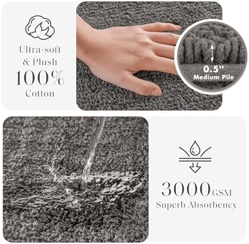 Madison Park Splendor Reversible 100% Cotton Bath Runner 24 x 72, Charcoal