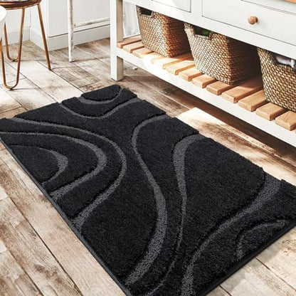 DEXDE Bathroom Rugs Non-Slip Mat for Bathroom Floor Tub Shower, 24x36 Black