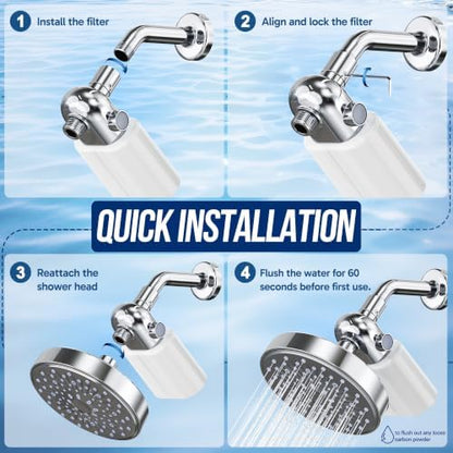 Veken Shower Filter, Chlorine, Lead & Odor Reduction, One-Press Cartridge