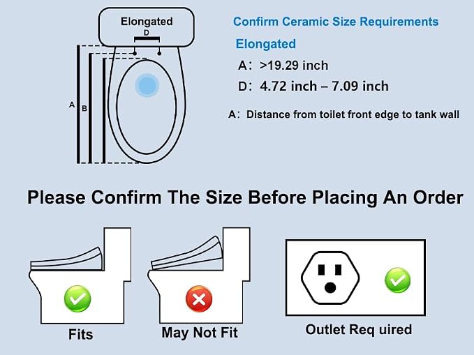 Electric Bidet Toilet Seat, Heated Bidet with Multiple Cleaning Modes | Heated Seat, Warm Air Dryer, Soft Closed Lid, Night Light, Toilet Seat with LED Display and Multiple Cleaning Modes