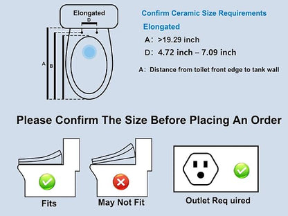 Electric Bidet Toilet Seat, Heated Bidet with Multiple Cleaning Modes | Heated Seat, Warm Air Dryer, Soft Closed Lid, Night Light, Toilet Seat with LED Display and Multiple Cleaning Modes