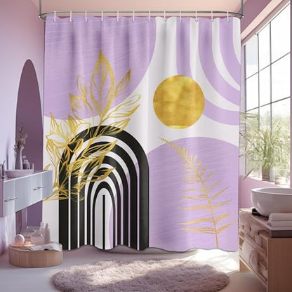 Light Purple Extra Long Shower Curtain, Tall 72X96 in, Mid Century