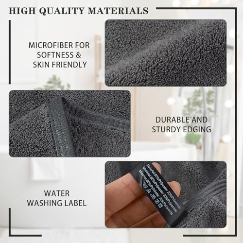 KinHwa Hand Towels for Bathroom, Microfiber Face Towels, 20x40 Inch, 2 Pack