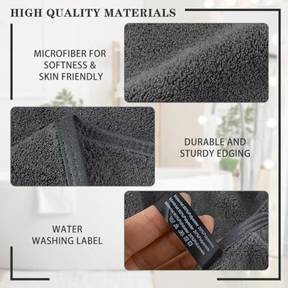 KinHwa Hand Towels for Bathroom, Microfiber Face Towels, 20x40 Inch, 2 Pack
