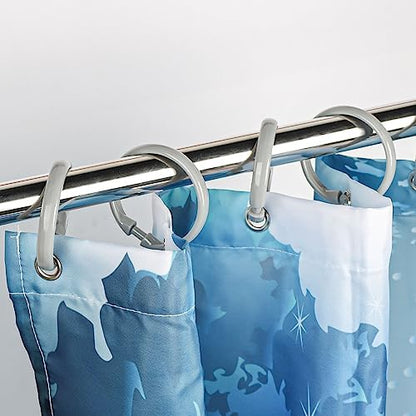 Grey Shower Curtain Hooks Rings, 12 Pcs Circular Plastic Shower Curtain Rings for Bathroom, Plastic Shower Curtain Hooks for Shower Curtain Rod, Shower Hooks Rings for Shower Curtain