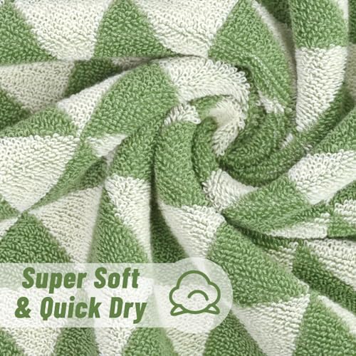 Jacquotha Hand Towels Green (Geometric Triangle)