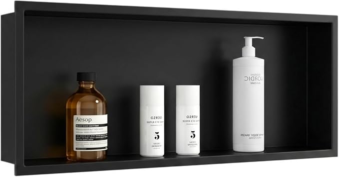 304 Stainless Steel Recessed Shower Niche 12" X 36" No Tile Needed | Waterproof Rustproof Matte Black Bathroom Niche for Shower Double Shelves, for Shower Wall &Bathroom Storage and Space Saving
