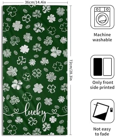 Lucky Clover Shamrocks Hand Towels 2 Pcs, 14x28 Inch Green St. Patrick's Day Absorbent Soft Tea Towels Quick Dry Dish Towel for Holiday Kitchen Bathroom Home Hotel Decorations