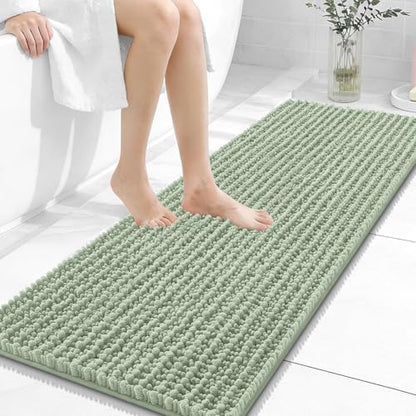 OLANLY Bathroom Runner Rugs 47x17, Thick Soft Absorbent Chenille Bath Rugs