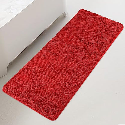 Yeaban Chenille Red Bathroom Runner Rug 24"x60"