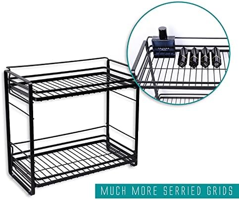 zccz 2-Tier Bathroom Organizer, Ideal as a Kitchen or Bathroom Countertop Organizer - Black Finish Makeup Organizer for Vanity - Black Finish Kitchen and Bathroom Storage Organizer