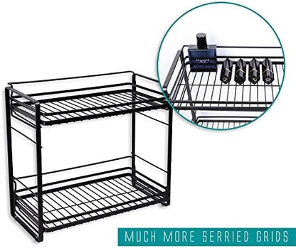 zccz 2-Tier Bathroom Organizer, Ideal as a Kitchen or Bathroom Countertop Organizer - Black Finish Makeup Organizer for Vanity - Black Finish Kitchen and Bathroom Storage Organizer