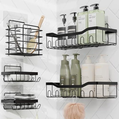 Clara Clark Bathroom Set - Christmas Bathroom Accessories Set, 11PC Bathroom Accessory Set, Christmas Bathroom Sets with Adhesive Corner Shower Caddy Hanging, Toilet Brush, Trash Can & Soap Dispenser