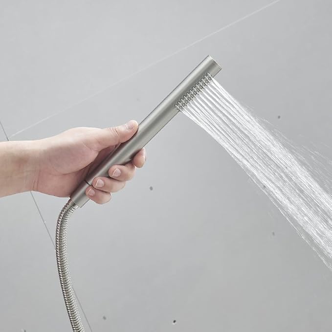 Hand Shower Round Wand Handheld Shower Spray High Pressure Single Function Luxury Hand Showerhead Brushed Nickel