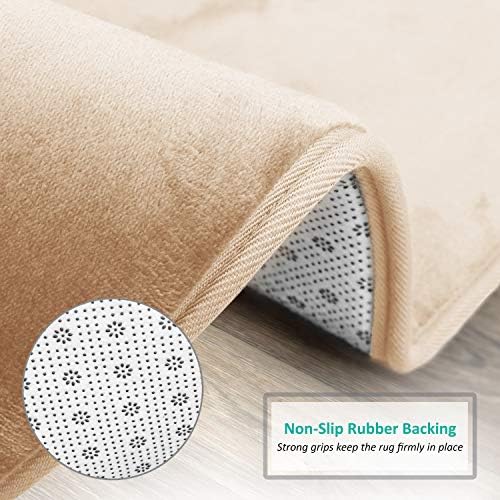 Clara Clark 2 Piece Bathroom Rugs Bath Mat Set, Velvet Memory Foam Bath Mats for Bathroom - Non-Slip, PVC Backing Bath Rugs, Washable - Dries Quickly, Cream
