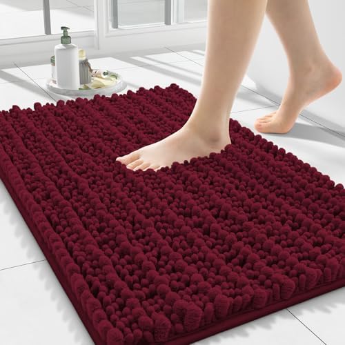 Smiry Bathroom Rugs 24X16, Extra Soft Rubber Backing Chenille Bath Mats