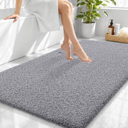 OLANLY Microfiber Large Bathroom Rugs 44x32, Soft Absorbent Bath Mat, Grey