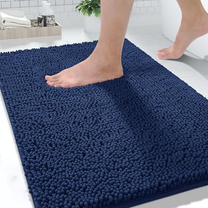 Yimobra Large Bathroom Rugs 36"x24", Non Slip Bath Mat for Tub, Shaggy Rug Floor Carpet, Extra Soft Super Absorbent Quick Dry, Machine Washable,Navy Blue