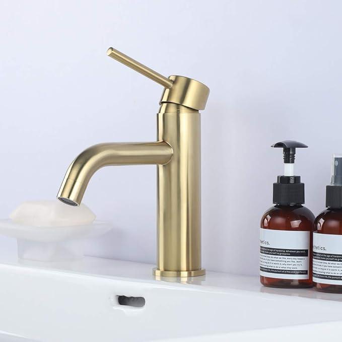 Rose Gold Brass Deck Mounted Single Handle Bathroom Faucet Hot Cold Mixer Sink Tap Modern Vanity Tapware Stylish Basin Faucet One Size，Matter Black One Size
