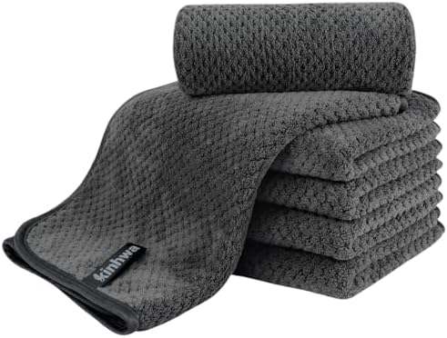 KinHwa Hand Towels for Bathroom, Microfiber Face Towels, 11x20 Inch, 6 Pack