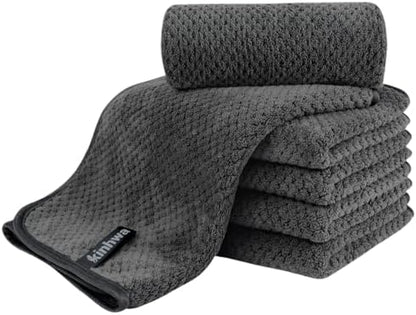 KinHwa Hand Towels for Bathroom, Microfiber Face Towels, 11x20 Inch, 6 Pack