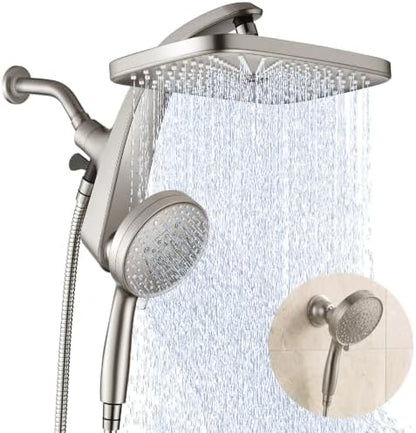 Rain Shower Head with Handheld Showerhead, Nickel 1.8GPM 460311 + Holder