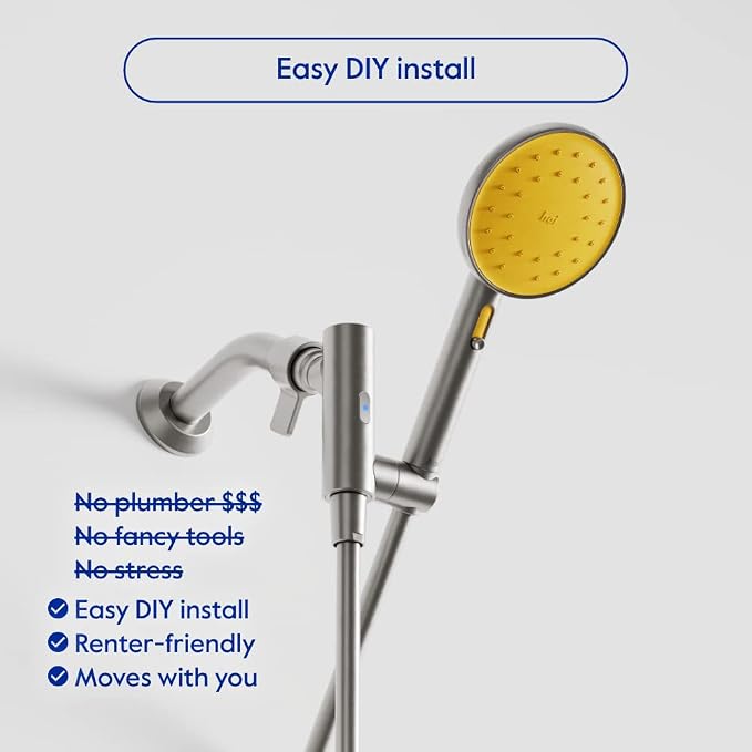 hai Smart Shower Head, Bluetooth Handheld Water Saving Showerhead with Adjustable High Pressure to Spa-Like Mist, Stainless Steel, Easy Installation, Customizable LED Lights, Citron, 1.8 GPM