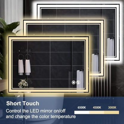 LED Bathroom Mirror 32“ x 40”, Anti-Fog, Dimmable 3 Colors