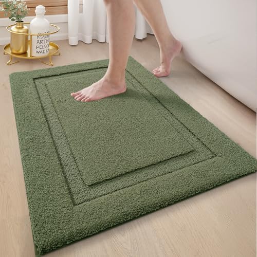 LUMI Ultra Soft Bathroom Rugs Absorbent, Non Slip Bath Mat 24x36, Green