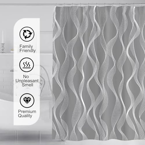 LLSCL Fabric Shower Curtain Liner with Magnets, Waterproof Hotel Quality, 72 x 72 Machine Washable