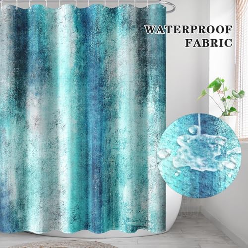 Shower Curtain Set, for Bathroom Decor 72" x 72", Abstract Teal