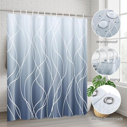 Bathroom Sets with Shower Curtain and Rugs, 4 Pcs, Ombre Abstract