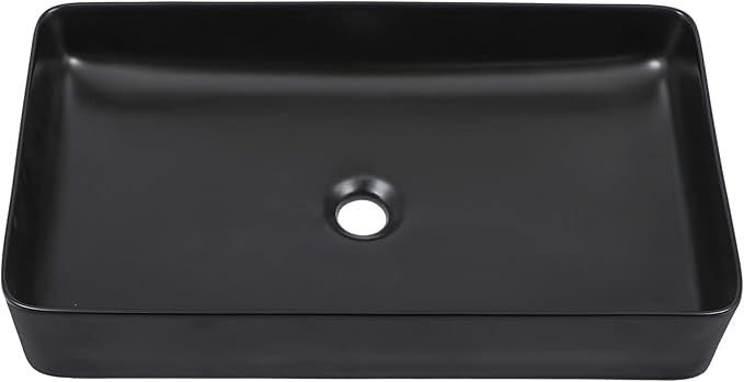 Vessel Sink Rectangle- 24"x14" Modern Rectangular Top Counter Bathroom Sink Matte Black Porcelain Ceramic Lavatory Sink Bowl Art Basin