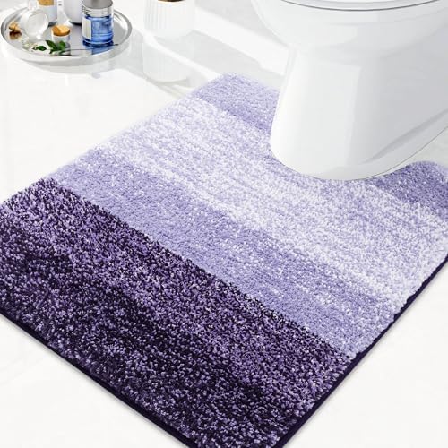 Arotive Microfiber Bathroom Rugs, Soft Absorbent Contour Toilet Rugs, 24x20
