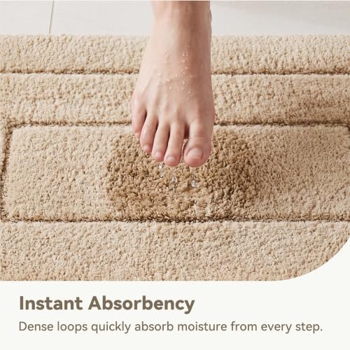 GRANNY SAYS Bathroom Rugs Non Slip, 20" x 32", Bath Rugs for Bathroom Washable, Bath Mats for Bath Floor, Microfiber Bath Mat for Tub, Absorbent Bath Rugs for Bath, Khaki