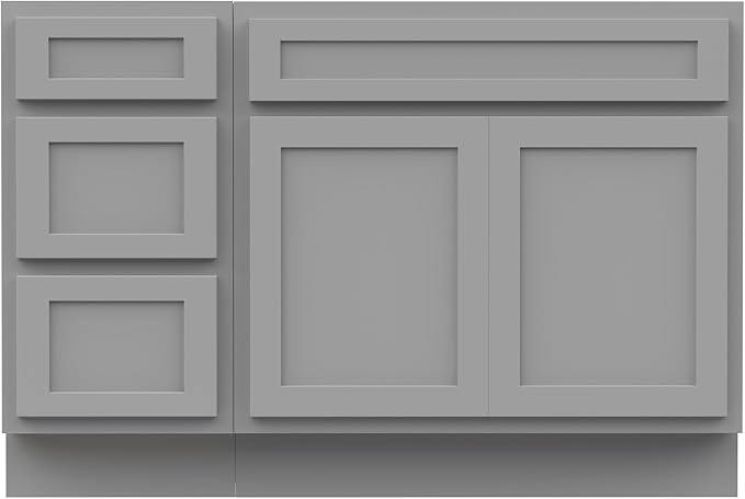 Vanity Art 48 inch Bathroom Vanity with Double Shutter Door, Wood Bathroom Vanity Cabinet with Soft Closing Shaker Drawer, Sturdy Floor Mounted Storage Cabinet Organizer for Bathroom, VA4048-3-G