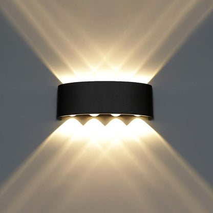 Kawell 8W Waterproof Modern Wall Light LED Wall Lamp Aluminum LED Wall Sconce Up Down Indoor Outdoor for Bathroom Bedroom Hallway Porch Corridor Hotel Doorway Garden Pathway, Black 3000K