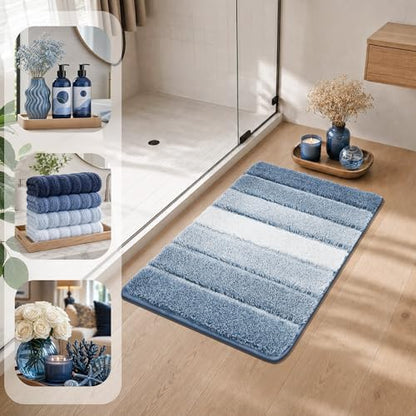 COSY HOMEER Bathroom Rugs 30x20,Ultra Soft Absorbent Bath Mat,Blue
