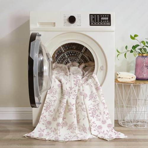 MitoVilla Vintage Farmhouse Pink Floral Poly-Cotton Shower Curtain, 72x72