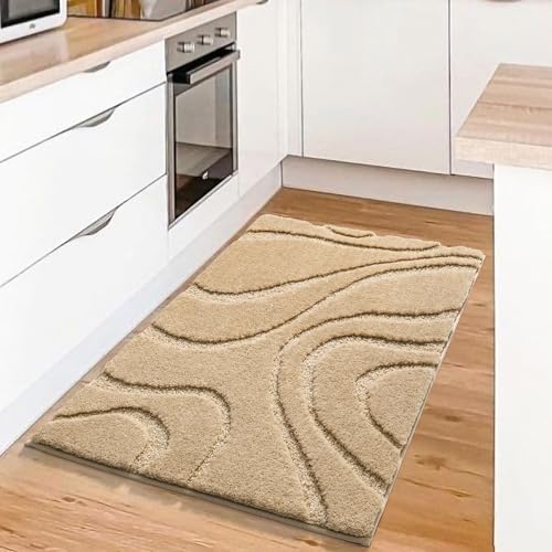 DEXDE Bathroom Rugs Non-Slip Mat for Bathroom Floor Tub Shower, 24x36 Beige