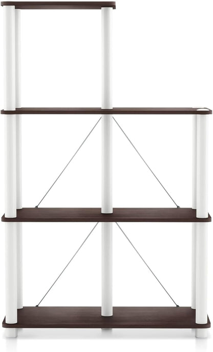 Homes: Inside + Out Apexa Modern 5-Cube Ladder Shelving Units, Collectibles Display Shelves, Easy Assembly Standing Shelf, Home Storage Organizer for Living Room, Bedroom, Office, Espresso