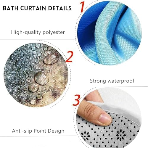 NBVKO 4PCS Black Oil Painting Style Shower Curtain Set with Non-Slip Rugs,Toilet Lid Cover and Bath Mat,Bathroom Decor Accessory Set