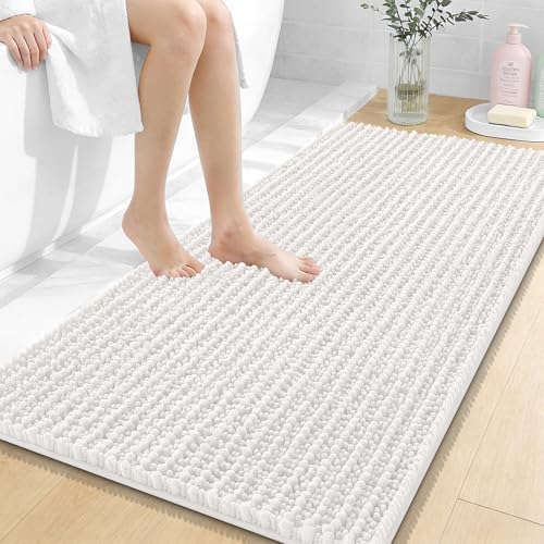 OLANLY Bathroom Runner Rugs 47x24, Thick Soft Absorbent Chenille Bath Rugs
