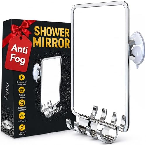 Luxo Shower Mirror Fogless for Shaving, Shower Shaving Mirror - Chrome